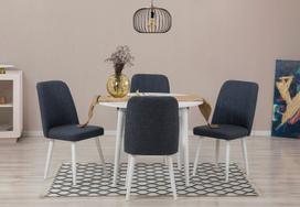 Išplečiamas pietų stalas ir kėdės (5 vienetai) Vina 1048 - White, Navy Blue