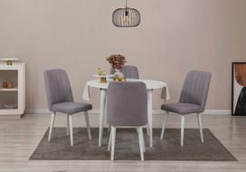 Išplečiamas pietų stalas ir kėdės (5 vienetai) Vina 0701 - White, Grey