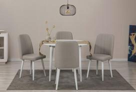 Išplečiamas pietų stalas ir kėdės (5 vienetai) Vina 1005 5 - White, Cream