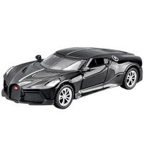 1/36 Bugati La Voiture Noire Alloy Car Model High Simulation Diecasts Toy with Sound and Light Pull Back Vehicles Decoration Toys for Kids Gift juoda