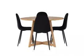 Yakidon Valgomojo stalas + Polar Valgomojo kėdė 4 vnt., juoda