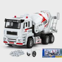 1/40 Lieto metalo lydinio elektrinis maišytuvas automobilio modelis metalinis sunkusis cemento maišyklė sunkvežimis transporto priemonės automobilio modelis garsas ir šviesa vaikų žaislai dovana balta