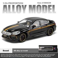 1/24 BMW M8 Superautomobilis Lydinio Metalinis Liejinys Modelis Automobilis Kolekcionuoti Hobis Knygų Lentyna Kompiuterio Papuošalas Dovana Draugui Dėžutė juoda