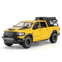 1/32 Dodge RAM 1000 TRX Mammoth Pikapas Lydinio Automobilio Modelis Garsas ir Šviesa Atgal Traukiamas Vaikų Žaislas Kolekcionuojami Daiktai Gimtadienio Dovana geltona