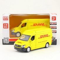 1/36 Benz DHL Express pristatymo sunkvežimio modelis žaislas Sprinter MPV verslo transporto priemonė lydinio lietas statinis modelis berniukų dovanoms geltona
