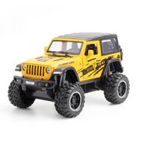 1/32 Jeep Wrangler Rubicon 1941 Off-Road Alloy Car Diecasts & Toy Vehicles Automobilio modelis Garso ir šviesos Automobilio žaislai Vaikams Dovanos geltona