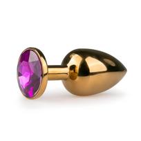 EasyToys Metal No.1 - auksinis analinis kaištis kūgio formos su violetiniu akmeniu (2,5 cm)