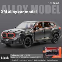 Miniatiūrinis BMW XM 1/32 lydinio automobilio žaislas, šviečiančios lemputės ir tikroviški garsai, vaikų svajonių lenktyninis modelis juoda