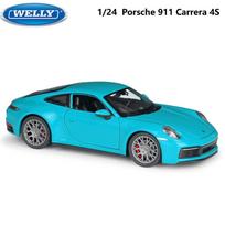 1/24 Porsche 911 Carrera 4S WELLY Metalinis modelis Automobilio simuliatorius Lydinio metalo modelis Sportinis automobilis Vaikams Dovana Kolekcija Dekoracija mėlyna