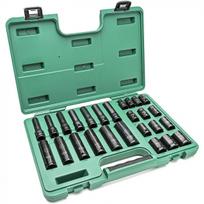 1/2" PRAILGINTŲ IR TRUMPŲ SMŪGINIŲ GALVUČIŲ RINKINYS (10-24MM)(26VNT) (PLONASIENĖS)