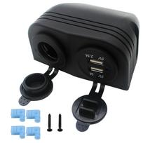 Dvigubas automobilinis maitinimo lizdo skirstytuvas 12V USB įkroviklis maitinimo adapterio lizdas 9.8*5*7.7*6cm juoda