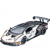 1:24 mastelio Lamborghini SCV12 metalinis automobilio modelis su garso ir šviesos efektais, spyruoklinis mechanizmas 111 balta