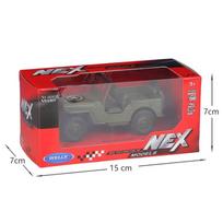 1/36 Willys MB Jeep Žaislinio automobilio modelis Welly Diecast Metalinis Miniatiūrinis Atitraukiamas Karinis Transportas Kolekcija Dovana Vaikams Berniukams Vaikui žalia