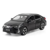 1/32 Toyota Corolla hibridinis žaislinis automobilis vaikams, liejimo lydinio metalo miniatiūrinis modelis, patraukiamas atgal, garsas ir šviesa, kolekcija Dovanų vaikui juoda