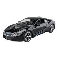 1/22 BMW I8 Sportinio automobilio lydinio liejinio modelio automobilis Transporto priekių kolekcija Simuliacinis garsas ir šviesa Žaislinis automobilis Vaikų gimtadienio dovanos juoda