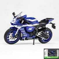 1/12 Yamaha YZF-R1M lydinio motociklo modelis lieto metalo transporto priemonės garsas ir šviesa visureigis autociklas kolekcija vaikų žaislai dovana mėlyna