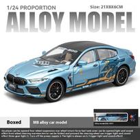 1/24 BMW M8 MANHART MH8 800 Superautomobilis Lydinio Metalinis Liejimo Modelis Automobilis Kolekcionuoti Hobis Knygų Lentyna Kompiuterio Ornamentas Dovana Draugui Dėžutė mėlyna