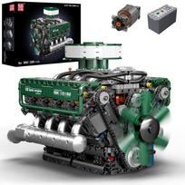 Mould King 10182 Techninis automobilis žaislai Motorizuotas V8 tanko variklis Konstruktorius Surinkimas Tanko variklio kaladėlės Vaikams Kalėdinė dovana 10182
