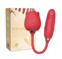 Teleskopinis vibratorius 2in1 Rose Pulsator, raudonas
