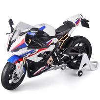 1/9 BMW S1000RR lenktyninis žaislinis motociklas vaikams, lieto metalo, didelio dydžio modelis, super lenktyninis, su šviesomis, kolekcinis, dovana berniukui balta