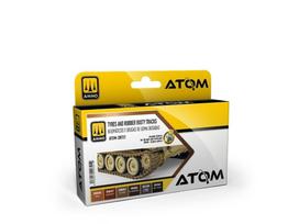 AMMO MIG - ATOM Akrilinių dažų rinkinys Tyres and Rubber Rusty Tracks, 20721
