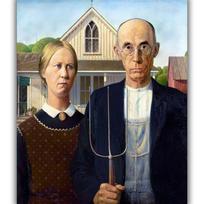 Reprodukcija „Amerikietiška gotika“, Grant Wood (1930)