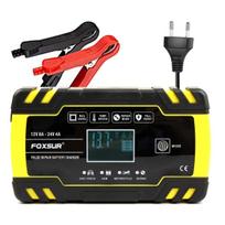 Automobilio akumuliatoriaus įkroviklis 12V/24V 6-150Ah motociklo impulsinis remonto akumuliatoriaus įkroviklis AGM automatinis Europe Plug-17x9.8x5.8cm geltona/juoda