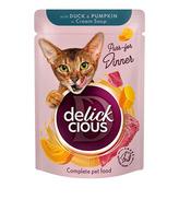 Delickcious juostelės su antiena ir moliūgais kreminėje sriuboje katėms, 85 g