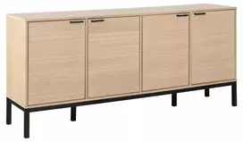 Kensington bufetas, Viršus ąžuolo faneruotė balta, ąžuolas matinis juodas, 180x40x80 cm