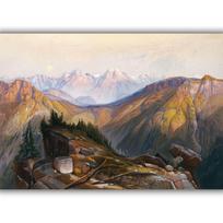 Reprodukcija „Žemutinis Jeloustouno kalnagūbris“, Thomas Moran (1875)