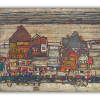 Reprodukcija „Namai su skalbiniais“, Egon Schiele (1914)