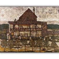 Reprodukcija „Namas su čerpių stogu“, Egon Schiele (1915)