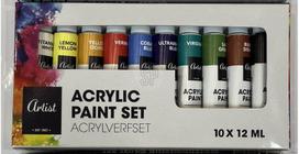 Akrilinių dažų rinkinys ARTIST, 12 ml x 10 sp.