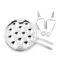Lengvas Sraigių Lėkštučių Rinkinys Nerūdijančio Plieno Sraigių Indeliai Su Žnyplėmis, Šakute Lengvai Valomas Valgomojo Rinkinys Stainless steel color