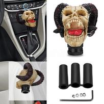 Automobilio modifikuotos pavarų perjungimo rankenėlės, kaukolės formos modifikuota pavarų perjungimo svirtis, dervos galvutė mechaninei pavarų dėžei Horned skull