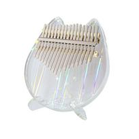 Kalimba Acrylic 17 Key Transparent kitten Thumb Piano Mbira with Tuner Hammer Holder Kalimba Case rainbow light