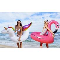 Didelis pripučiamas vienaragio plūduras, vandens žaidimas 120 x 90 cm ir rožinio flamingo plūduras [Phonillico®]