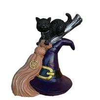 Black Cat Broom Resin Crafts Table Art Gift Home Decor Statue Halloween Desktop Ornaments WAQ0597 black
