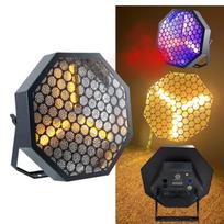 RETRO-VINTAŽO STILIAUS LED PROŽEKTORIUS LIGHT4ME LUMEN OCTO 3x60W WW COB ŠILTA BALTA + 48x3W RGB EFEKTAS