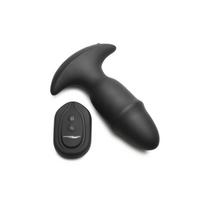 XR Brands XR Brands Butt Slider Silicone Intimate Plug Black - Sliding & Vibrating