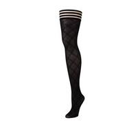 Kix'ies Kix'ies Tiffany A Thigh High Stockings Black - Diamond Pattern, Semi-Sheer
