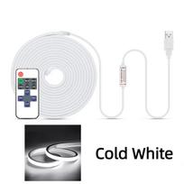 Itin ryški 320 LED/m COB neoninė juosta USB 5V su pritemdomu nuotolinio valdymo pultu, vandeniui atspari, lanksti, virtuvei, miegamajam, veidrodžiui 1m set