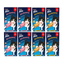 Felix Deli Moments Kreminiai kačių užkandžiai 8x(su lašiša, su vištiena)