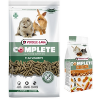 VERSELE-LAGA Cuni Sensitive Complete 1.75kg - maistas triušiams + Crock Complete Carrot - morkų skanėstas triušiams ir graužikams 50g