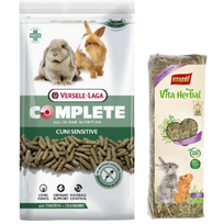 VERSELE-LAGA Cuni Sensitive Complete 1.75kg - maistas triušiams + VITAPOL Šienas graužikams 500g