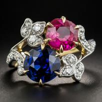 Explosive New Two Tone Blue Red Stone Flower Ring Fashion Is Not A Lady No. 6