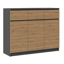 Komoda 3D3S Antracitas / Ąžuolas