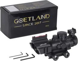 "Goetland Rifle Scope" 4 x 32 "Airsoft" raudonojo taško taikiklis su montavimo žiedais BDC SFP, skirtas taktiniams medžiokliniams arbaletams, pneumatiniams šautuvams, sporto šauliams