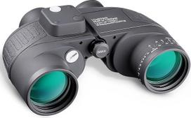 10 x 50 Binoculars Ultra Wide Field of View FMC BAK4 IPX7 Waterproof Anti-Fog Rangefinder Compass for Sailing All Ages with Webbing Black