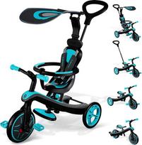 GLOBBER Explorer Trike 4-in-1 vežimėlis, triratukas ir balansinis dviratukas, 10/8,5 colio, TPR sėdynė, reguliuojamas aukštis, turkio spalvos